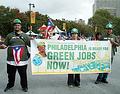 綠色就業的遊行活動在費城展開；拍攝時間：2008年9月28日；圖片來源：Green for All