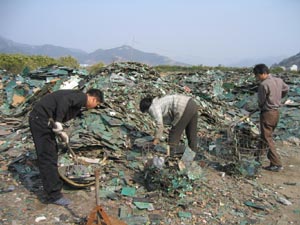 浙江台州已取代責嶼成了中國現今最大的電子垃圾中心。祖輩留下的農田，如今已成為廢棄物集散地。圖片提供：賴芸