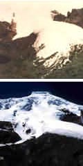 1994年（上圖）和2000年（下圖）的安提拉納冰川。（照片提供：伯納德‧法蘭古，厄瓜多國家氣象水文學院）