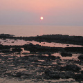 夕陽西下的石滬，景致十分美麗。.