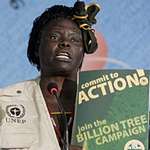 推廣植樹而榮獲諾貝爾和平獎的馬薩伊（Wangari Maathai）女士。圖片來源：ENB
