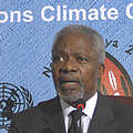 聯合國秘書長安南指出全球暖化的趨勢「已危險地接近無可挽回的臨界點」。（圖片來源：ENB）