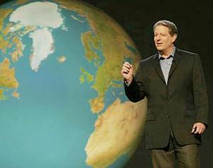 高爾推廣全球暖化議題，與IPCC同獲諾貝爾和平獎。（圖片來源：不願面對的真相）
