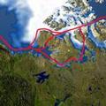 紅線為北美西北航道 :: 圖片來源：NASA