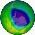 2007年10月16日偵測到的南極臭氧層破洞。圖片提供：European Space Agency