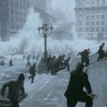 海平面上升、海水倒灌，紐約市民四處逃竄。(圖片提供：福斯公司) 