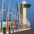 風力發電燈；圖片來源：北京奧運官方網站。