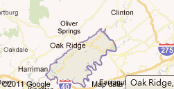 Oak Ridge位置圖(節錄自google map)