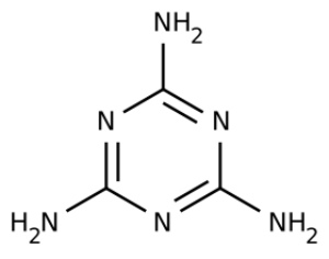 三聚氰胺化學式。圖片來源：維基百科