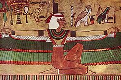 伊西斯女神的造型，這是西元前1360年的壁畫；圖片來源：Wiki