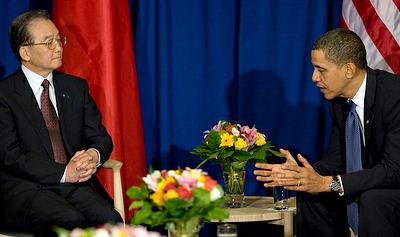 溫家寶與歐巴馬於哥本哈根會談(Pete Souza 攝／白宮提供）