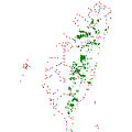 長鬃山羊分布圖，資料來源：台灣地區野生動物分布資料庫 http://wagner.zo.ntu.edu.tw/wildlife/