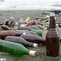 二仁溪海灘常見的廢玻璃瓶