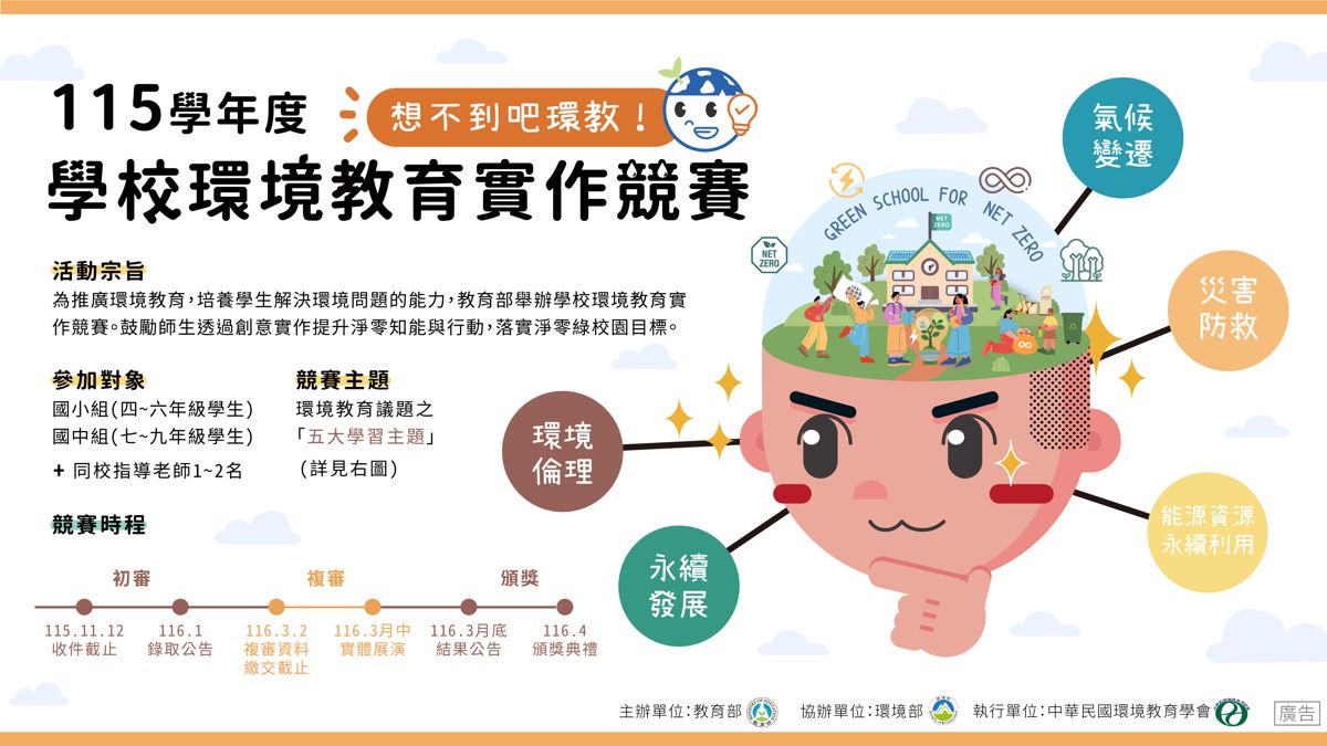 【歡迎投件】115學年度學校環境教育實作競賽-想不到吧環教!