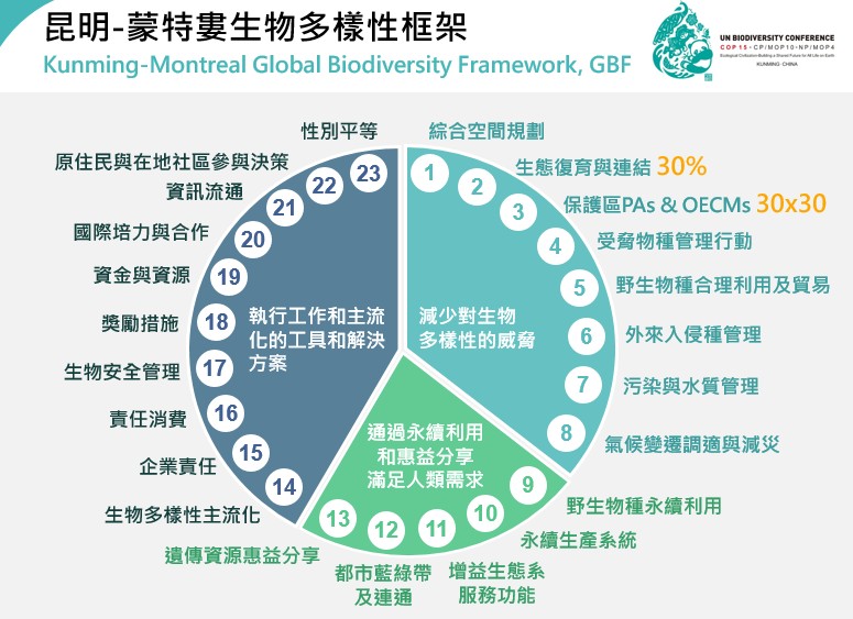 昆蒙框架共有23項2030年行動目標。照片來源：林保署
