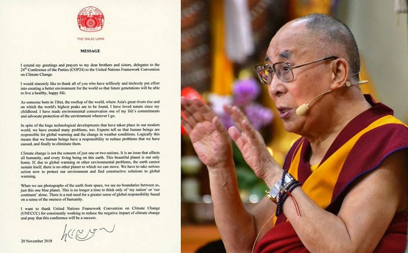 「現在已經沒有時間區分你我」 達賴喇嘛給COP24的一封信