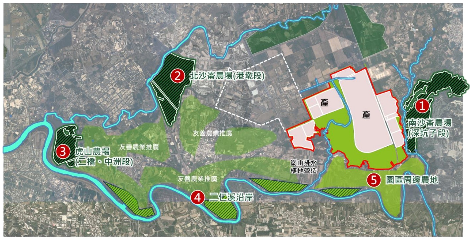 沙崙園區設廠所流失的棲地,將以周邊台糖農地作為補償用地,未來將進行棲地經營管理,不另作開發。圖片來源:截取自環評書件