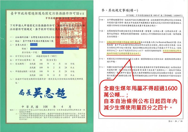 廢止中火許可證羅生門 環保署認定台中市府更動文件 為罰而罰