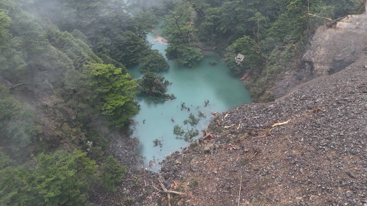 清明豪雨後南投合歡溪上游出現堰塞湖 林保署籲勿入危險地區