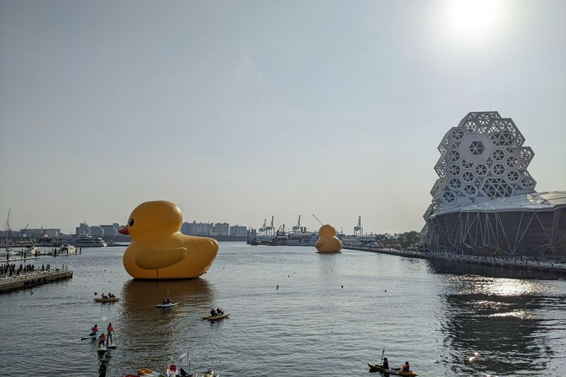 黃色小鴨重返高雄 民眾「霾裡看鴨」？ 環團呼籲強化空污治理措施