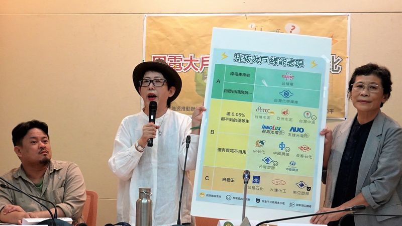 前15家碳排大戶綠能評比 台積電奪綠電先鋒 台塑石化、南亞塑膠交白卷