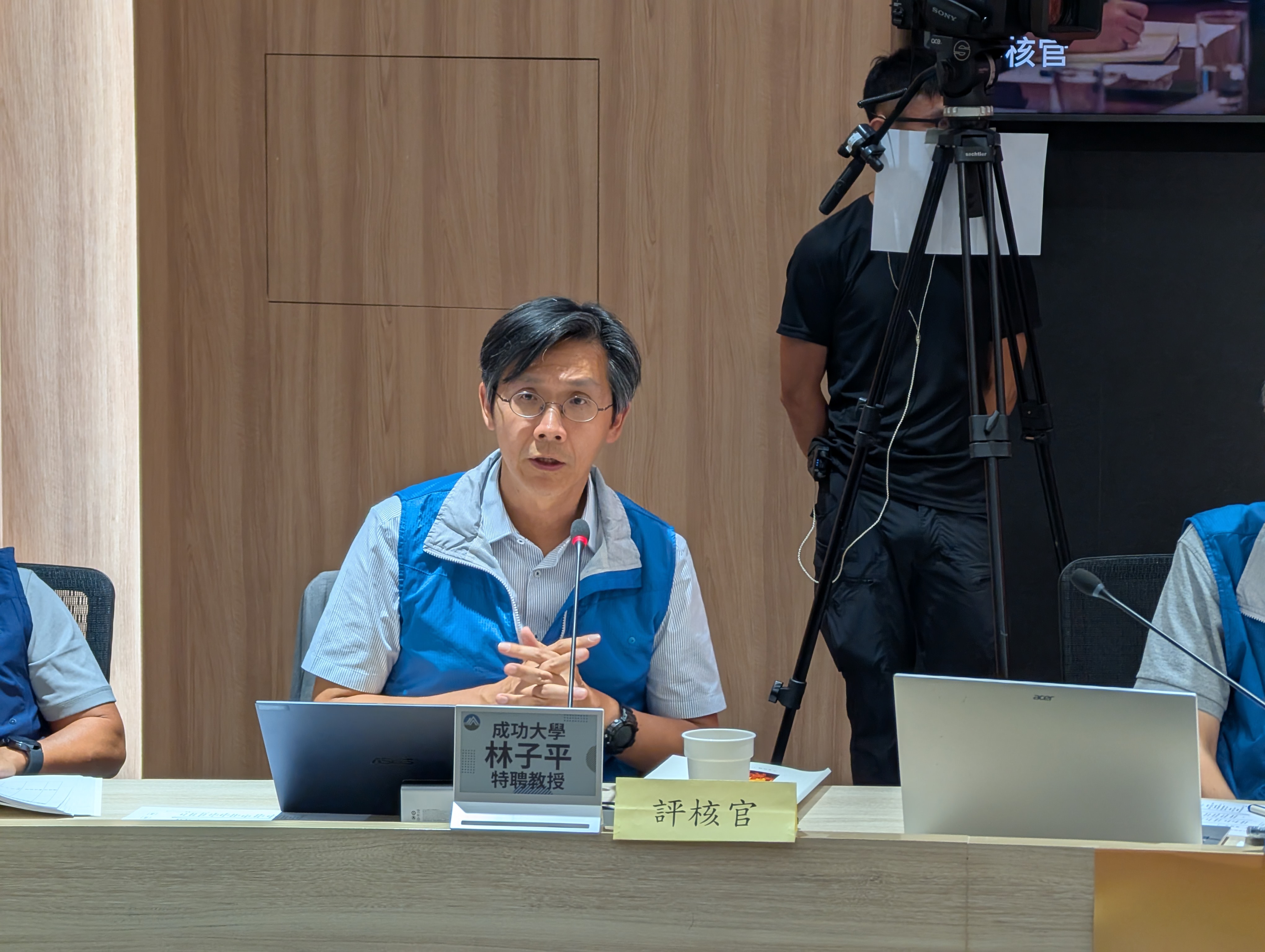 成功大學建築學系特聘教授林子平受邀擔任本次兵推演練的評核官。攝影：陳昭宏