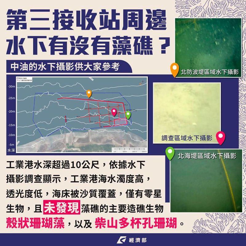 三張水下攝影照片 經濟部和中油連番駁環團 稱「工業港底下無藻礁」