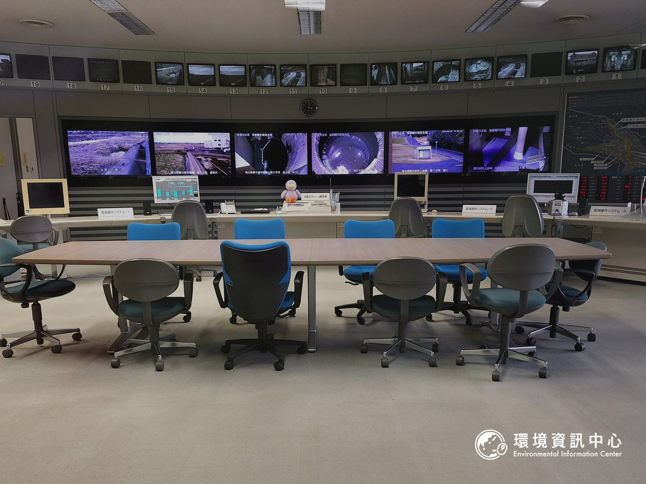 從中央控制室可以觀看各項排水設施。這裡曾多次成為超人、警察影劇節目的拍攝地點。攝影：陳文姿